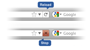 重新載入/停止按鈕截圖